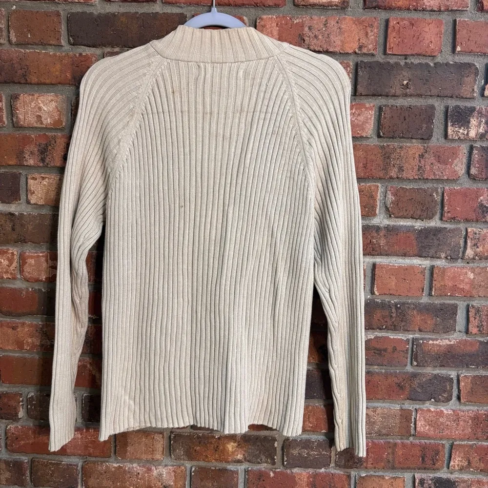 Kikit womens vintage leather patches ribbed knit y2k festival sweater tan L Size L - Image 3