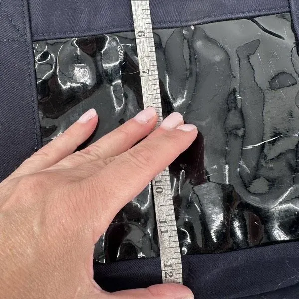 3.1 Philip‎ Lim Tote Patent Weekender Tote Bag Navy Blue - Image 7