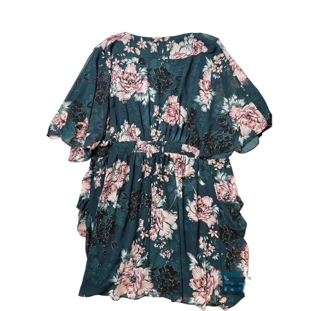 City Chic Emerald/Petal Print Jade Blossom Wrap Dress Sz XL/22 Plus Size… - Image 4