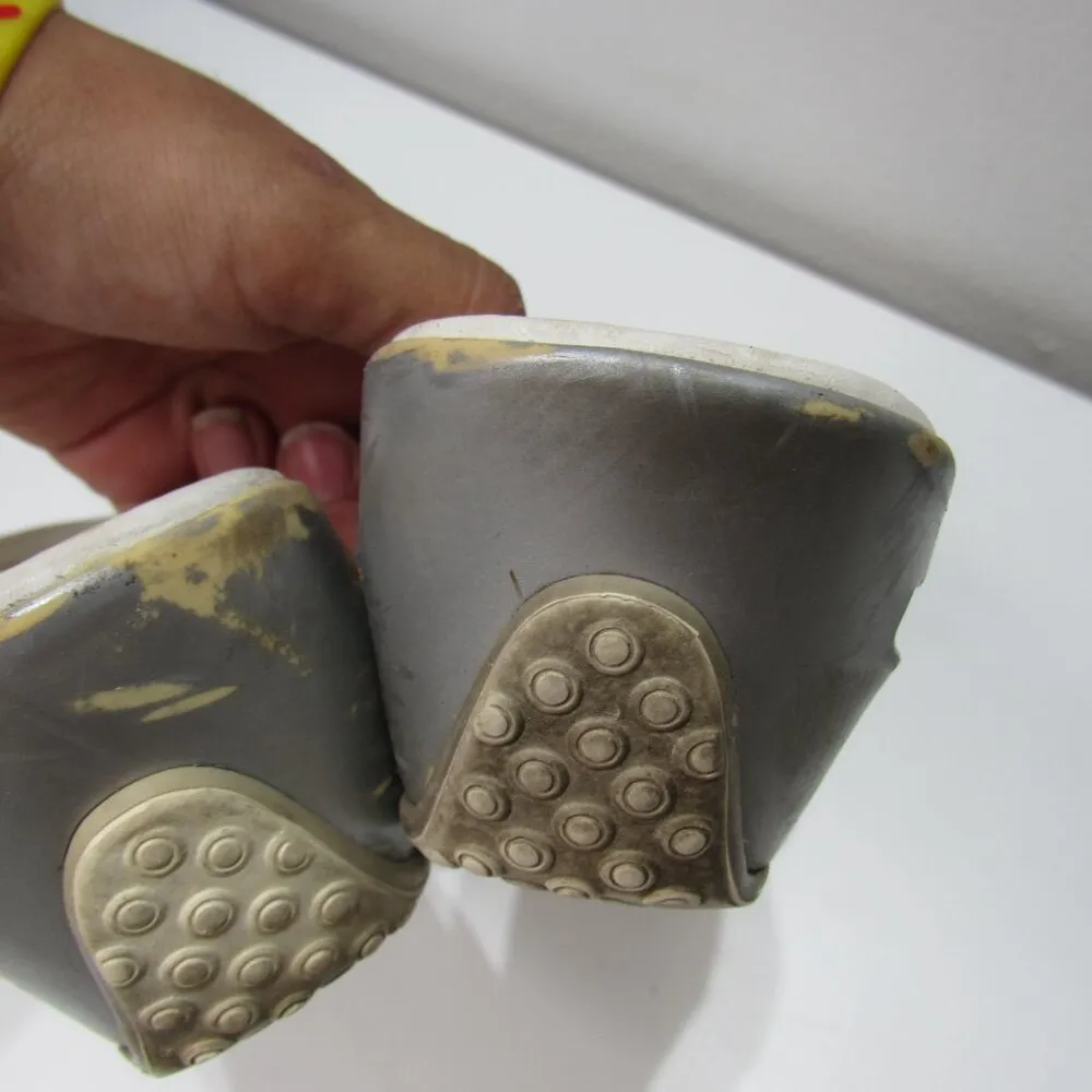 Cole Haan Air Shoes Womens 8 B Silver Cream Peep Toe Wedge Heels Sandals Y2K - Image 7