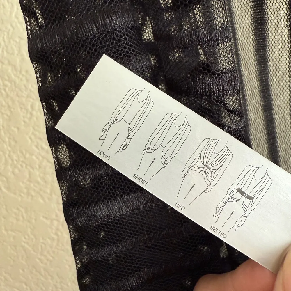 Black Office Sheer Vest Long Drape Layering Piece OS Boho Statement Lightweight Size XL - Image 5