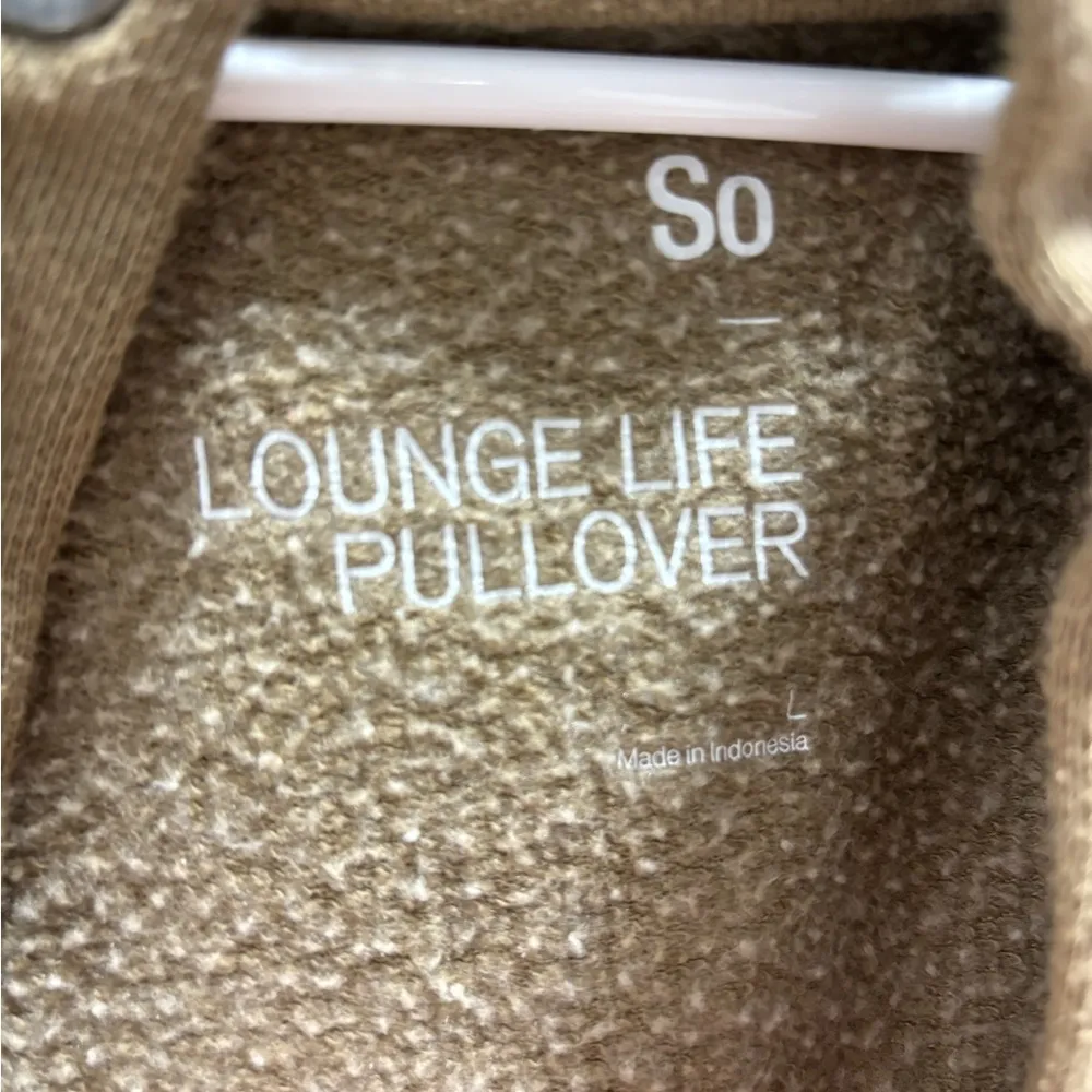 Tan Pullover Hoodie with Snap Buttons Size L - Image 2