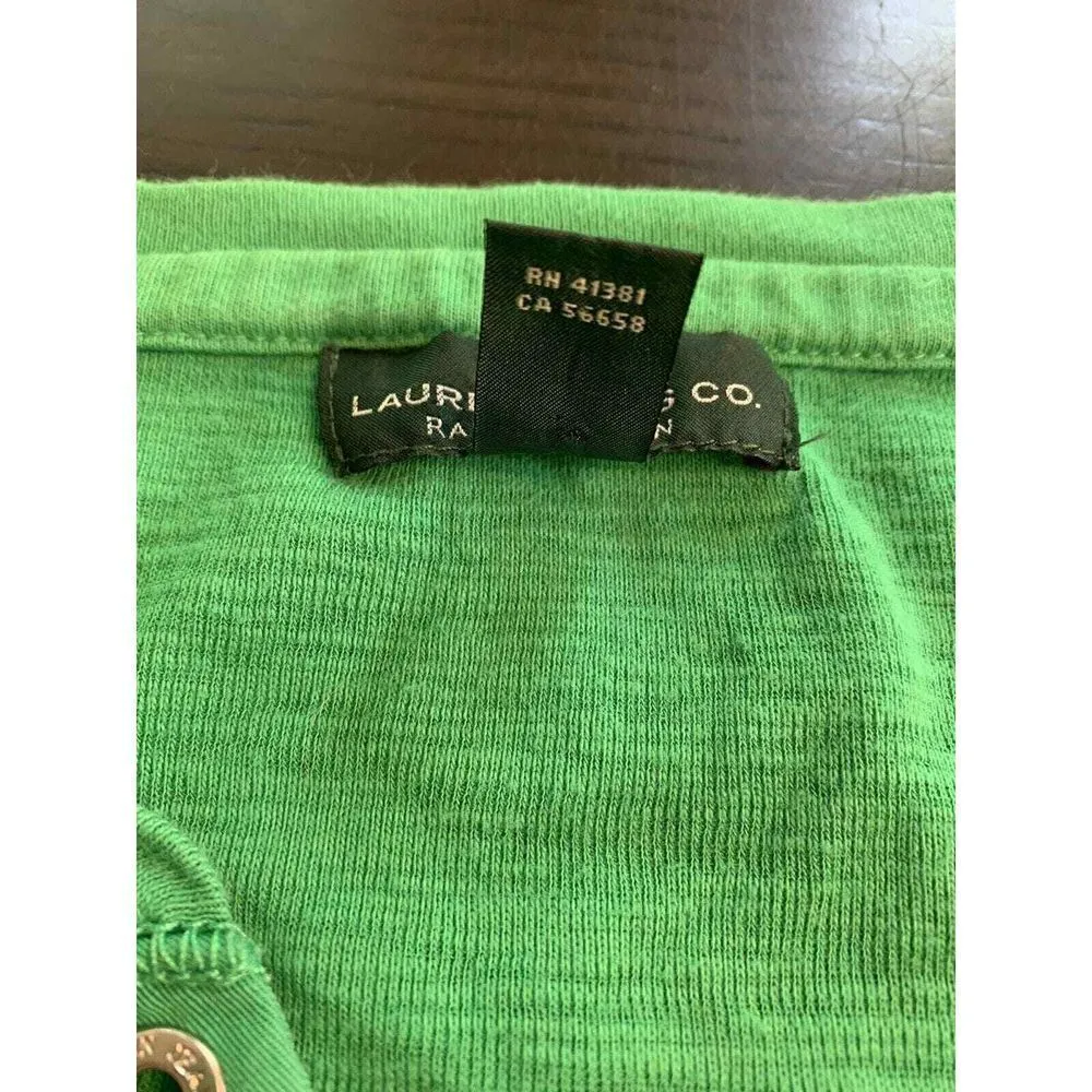 Lauren Ralph‎ Lauren Jeans Co Top Women's Medium Green Patch Laced Prepcore - Image 8