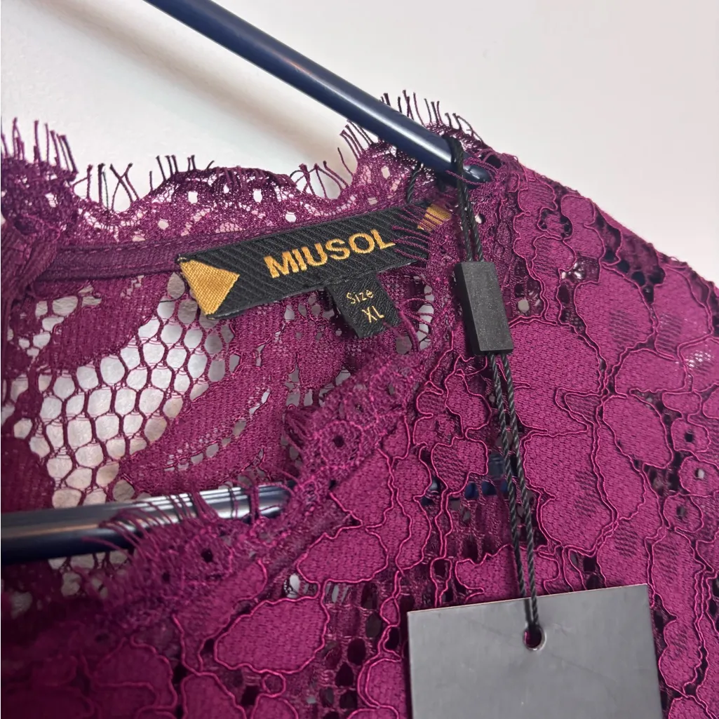 Miusol NWT Formal Magenta Floral Lace Bridesmaid Party Maxi Dress - Image 5