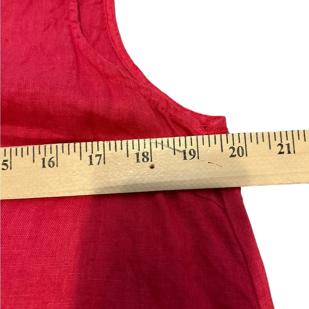 Terzo Millennio 100% Linen Dress High/Low Embroidered Hem Italy size medium - Image 5