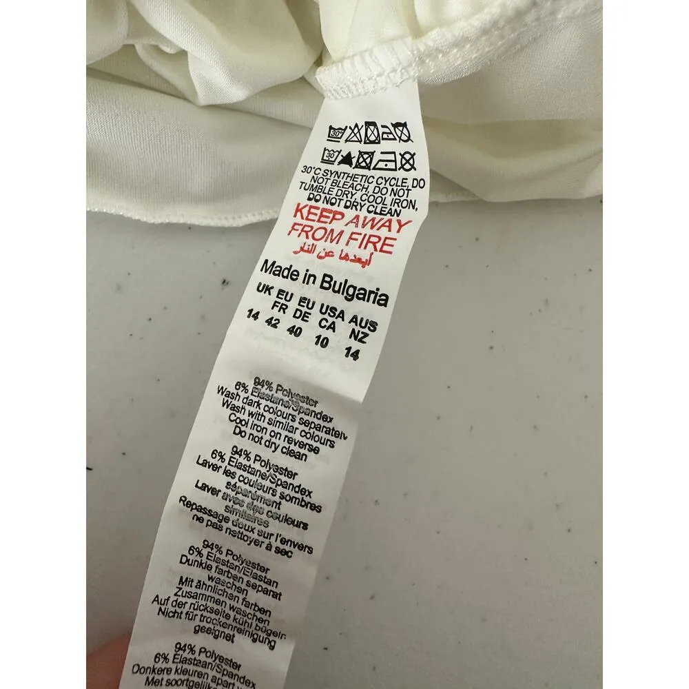 PrettyLittleThing Women 10 White Slinky Buckle Detail Top Halter Shirt NWT - Image 7