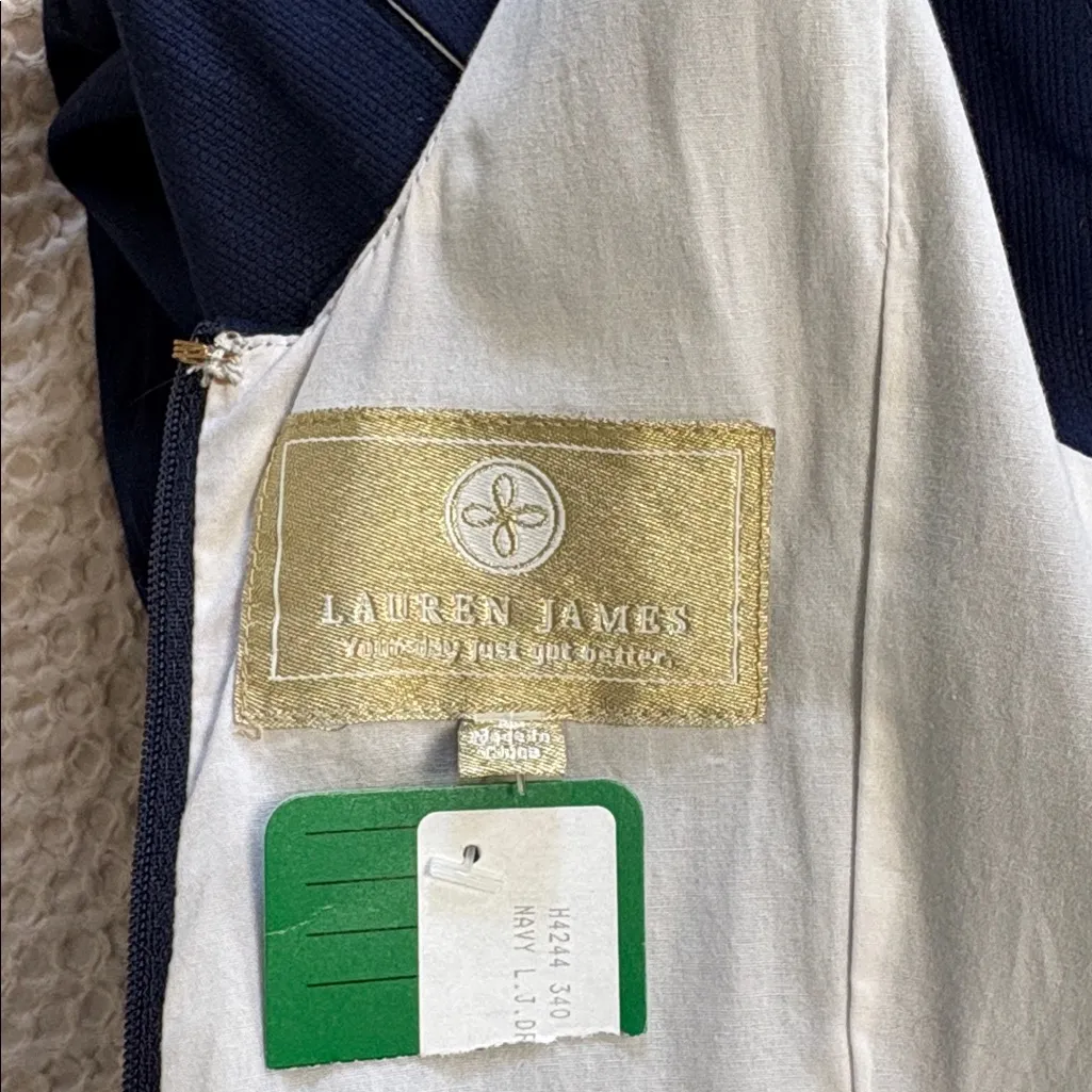 NWT Lauren James Landry Solid Navy 100% Cotton Dress Medium - Image 6