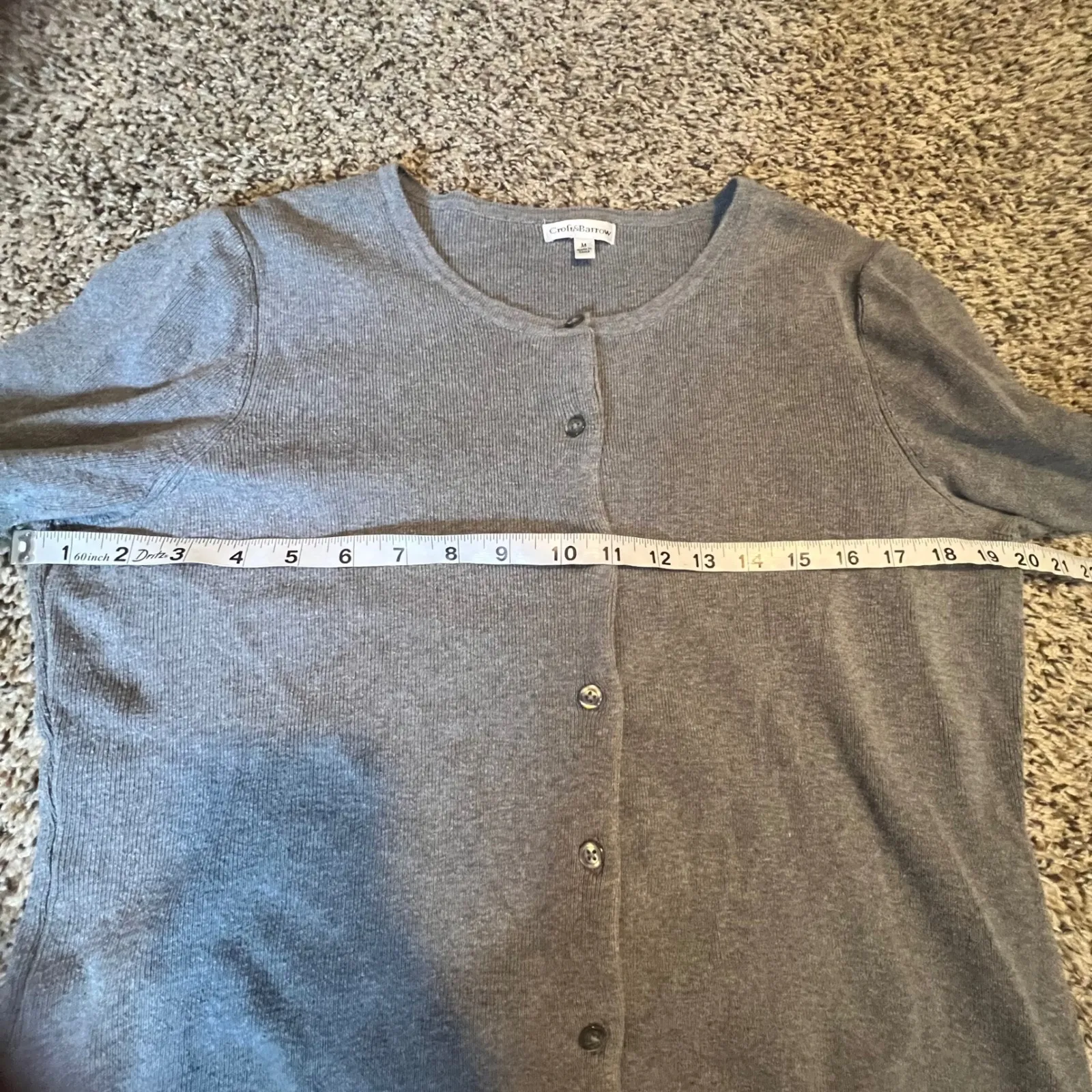 Croft & Barrow Grey Button Front Cardigan Sweater Women's Size Medium - Image 5