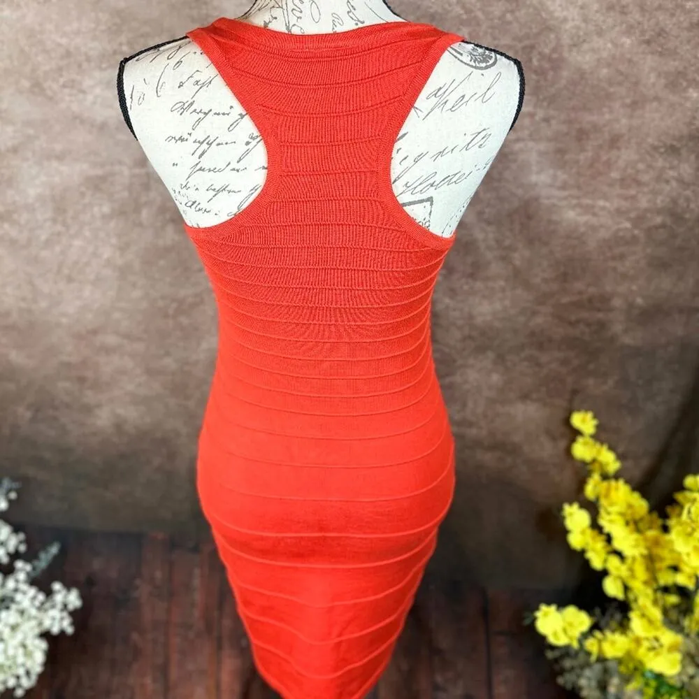 Romeo & Juliet Couture Bodycon Ribbed Racerback Mini Dress Red L - Image 8
