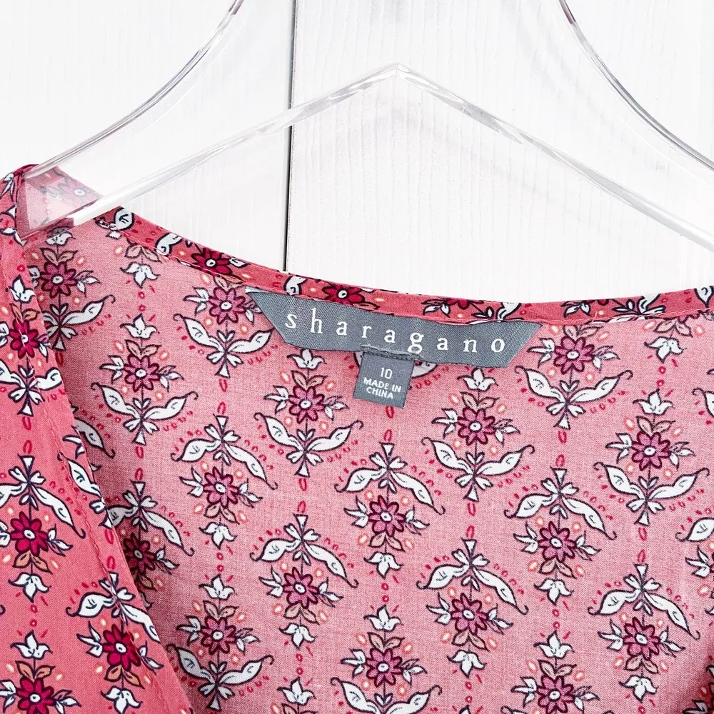 Sharagano Mixed-Print Sharkbite Hem Dress - Image 5