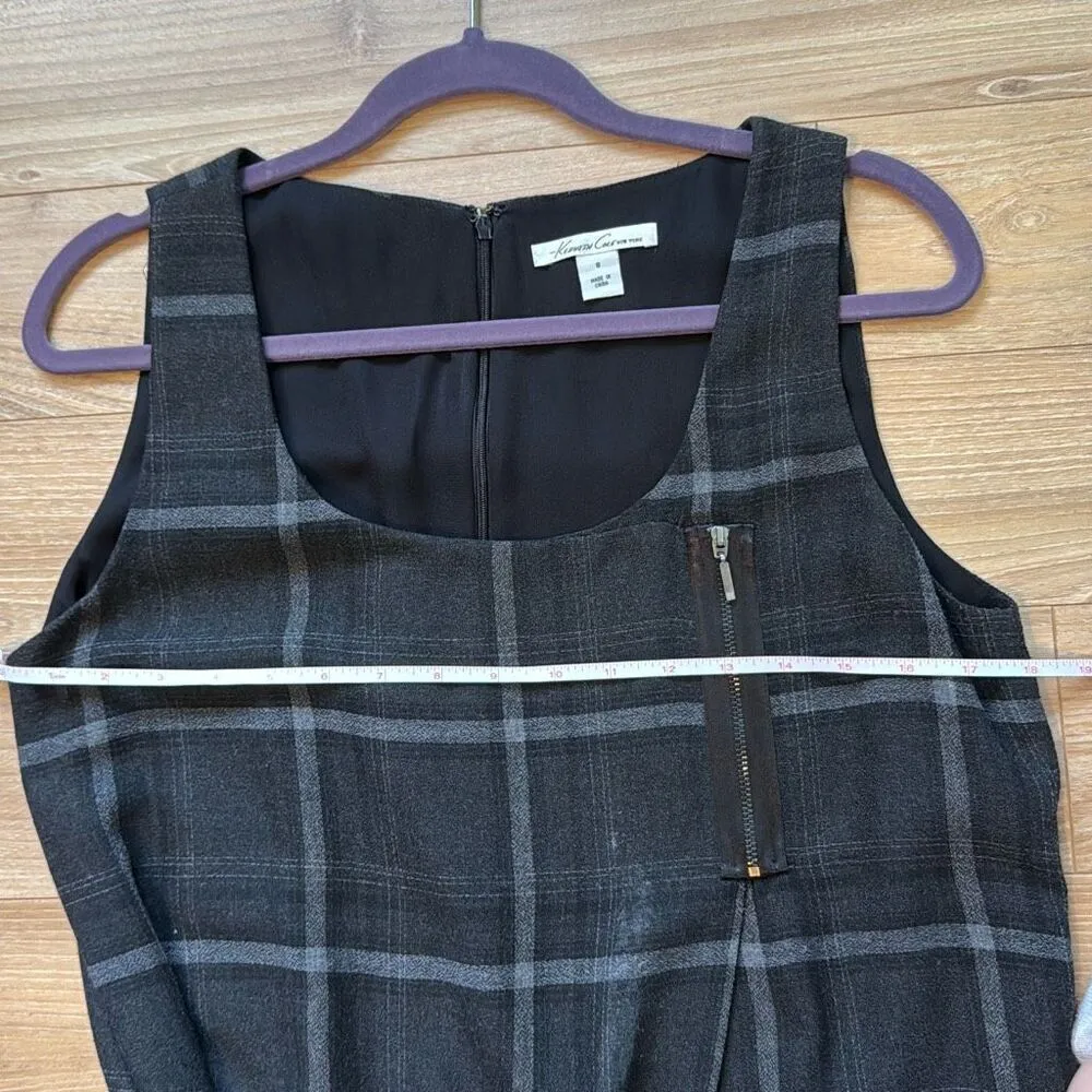 Kenneth Cole gingham print dress size 8 with zipper detailing on front - Image 4