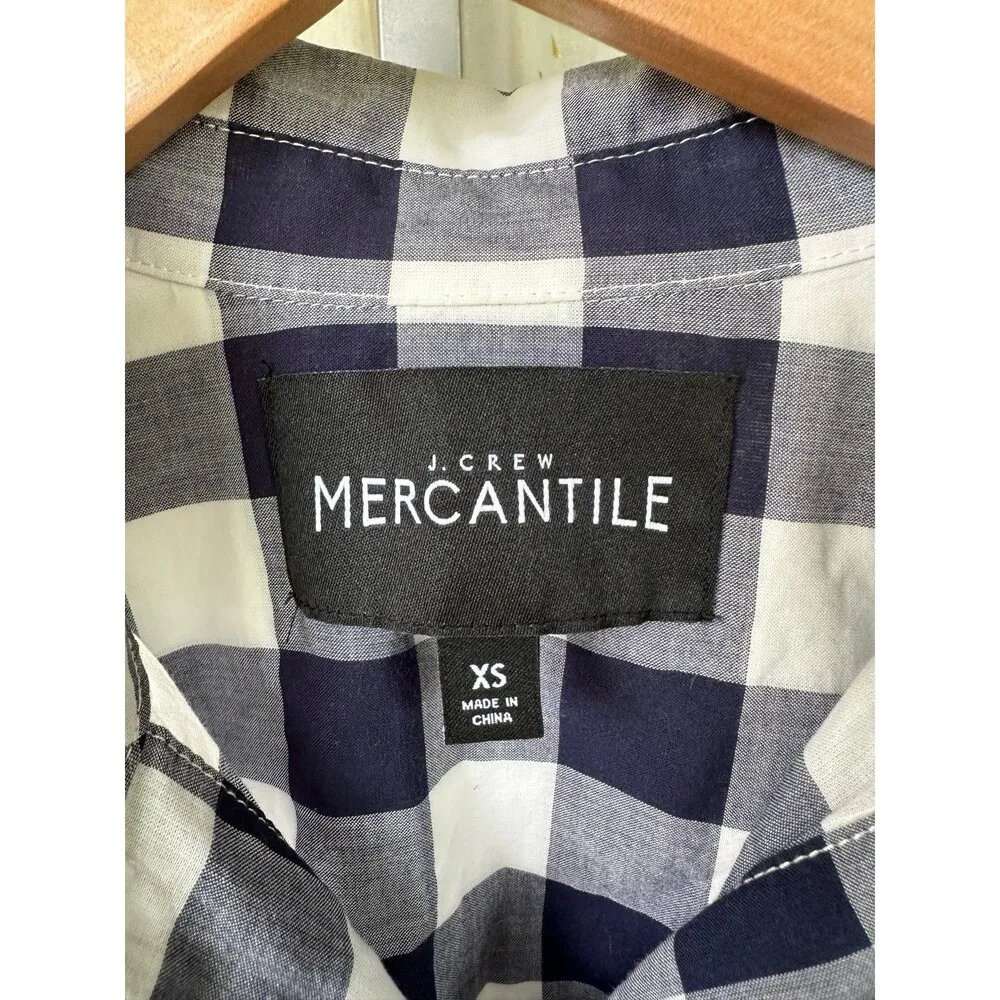 J Crew Mercantile 100% Cotton Large Gingham Button Down Cuff Cap Sleeve Shirt XS - Image 4