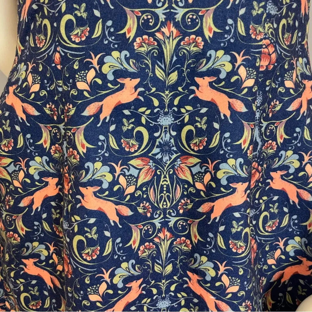 Pink Martini Dress Fox Print Blue Floral A-Line Lined Small Women‎ Cap Sleeves - Image 13