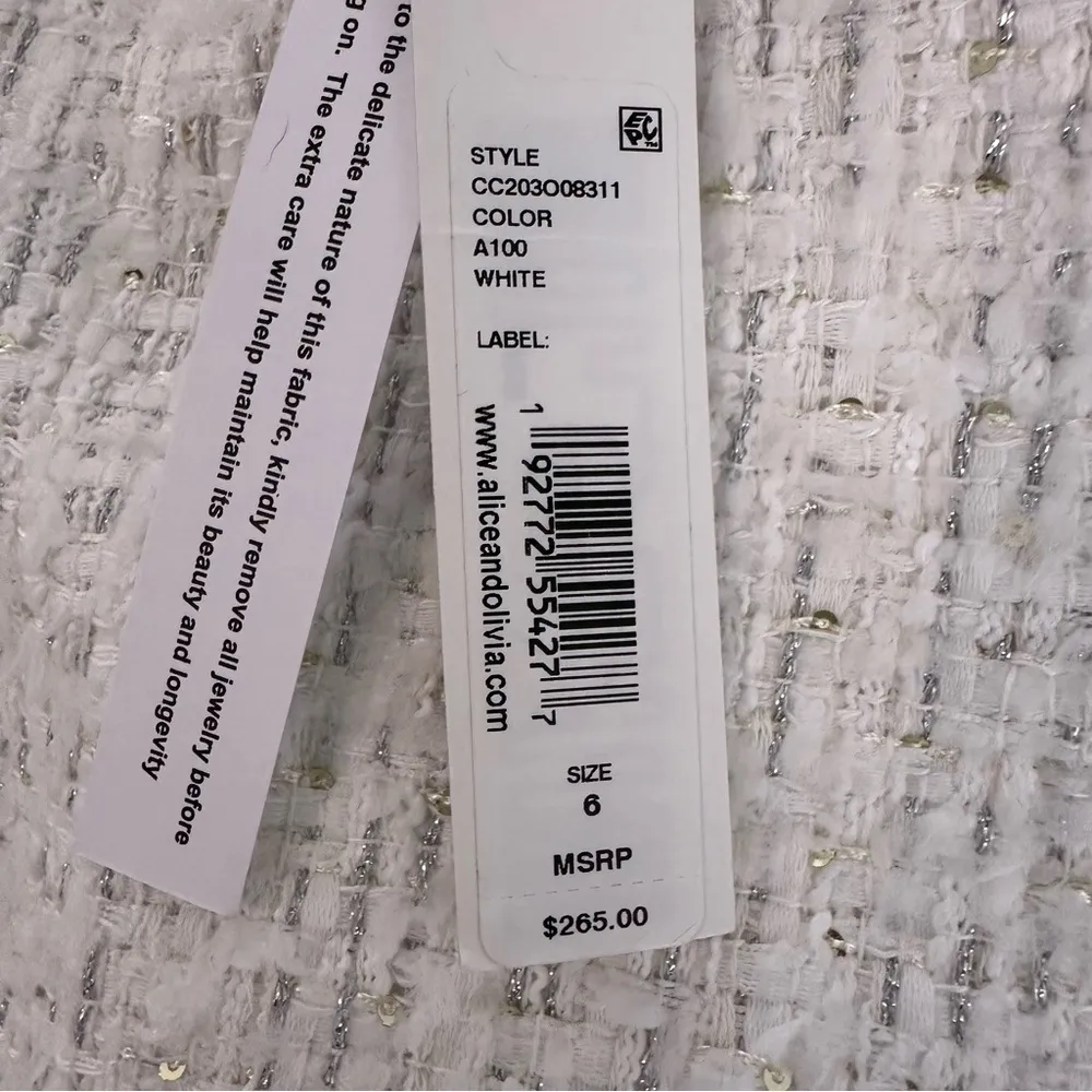 Alice & Olivia Women’s Elana Chain Trim Mini Skirt White Size 6 NEW - Image 5