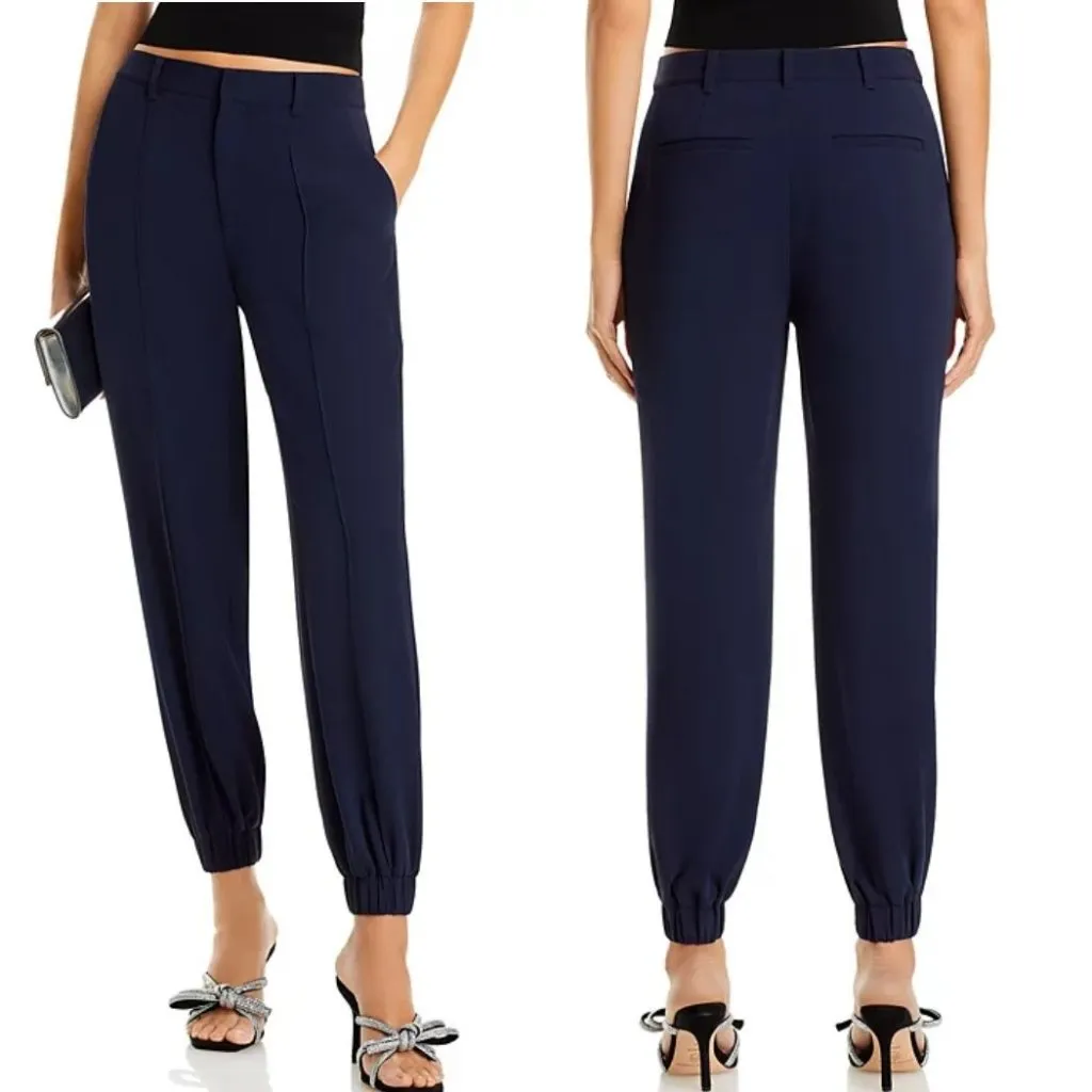 Cinq A Sept Tabitha Tapered Leg Crepe Jogger Pants Womens Size 14 Navy‎ Blue - Image 2
