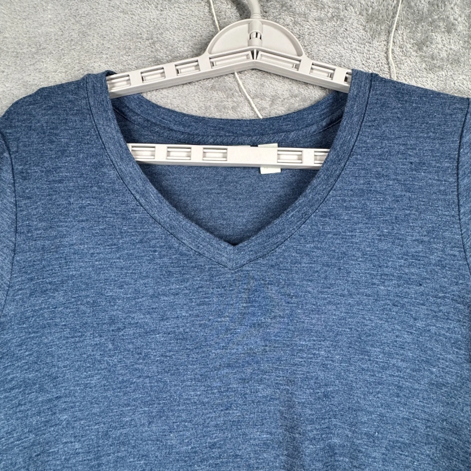 Logo Lounge by Lori Goldstein Dress Blue‎ V-Neck Handkerchief Hem Jersey Casual - Image 4