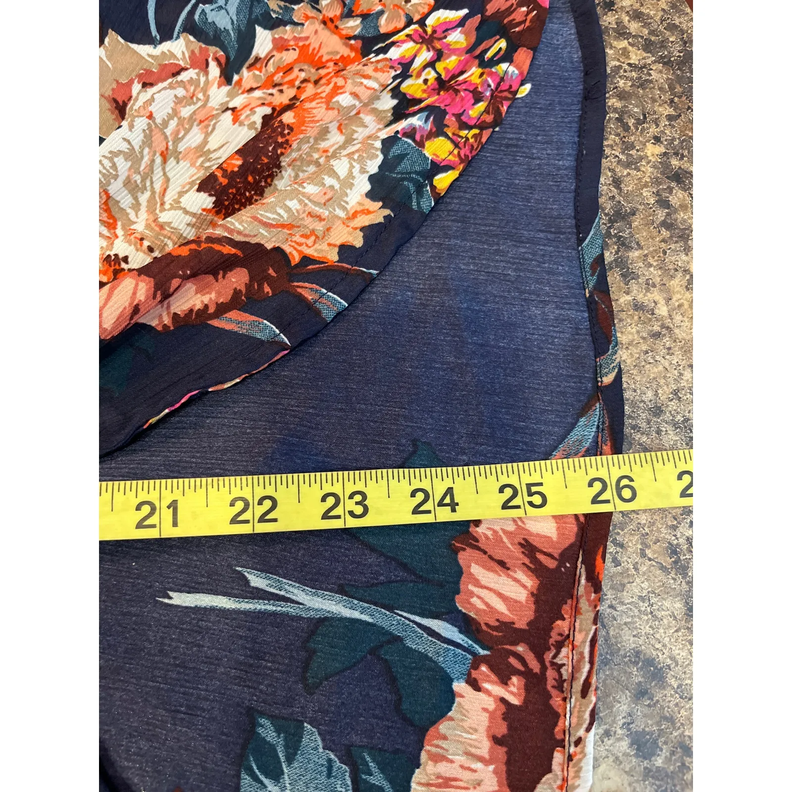 Umgee‎ Blue Floral Knotted Front V Neck Short Sleeve Shirt Small - Image 9