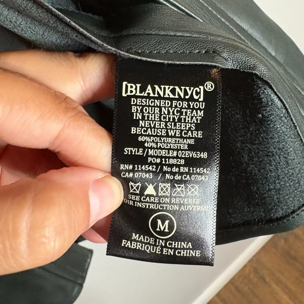 NWT Blank NYC Green Faux Leather Puff Sleeve Button Up Shirt Shacket - Image 5