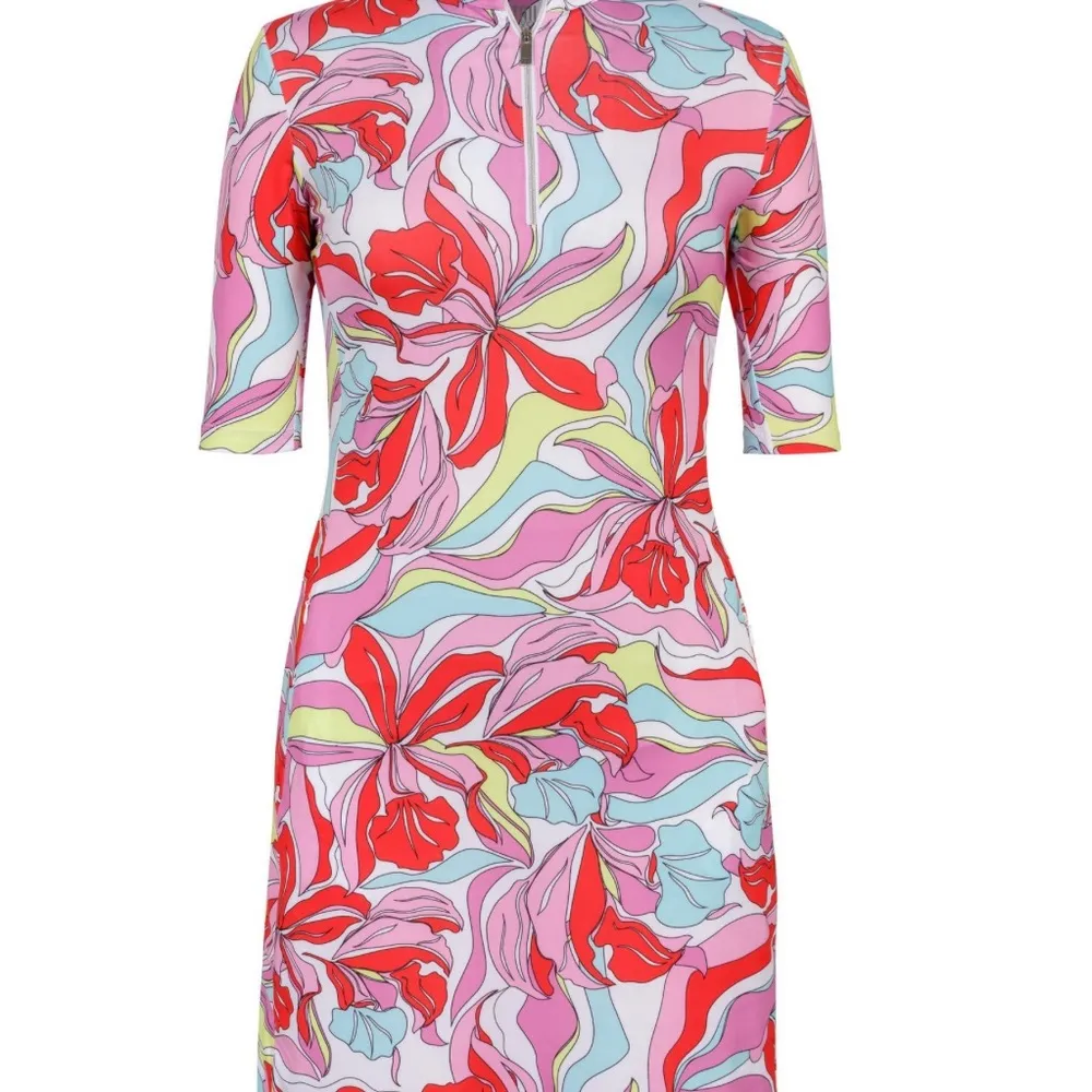 Tail Zaya Painted Petals UPF 50+ protection, zip neck floral golf dress,… Pink - Image 8