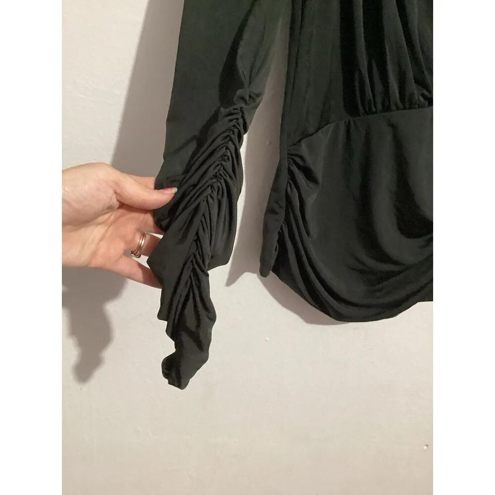 LNA Black Cannon Top Ruched Long Sleeves XS - Image 4