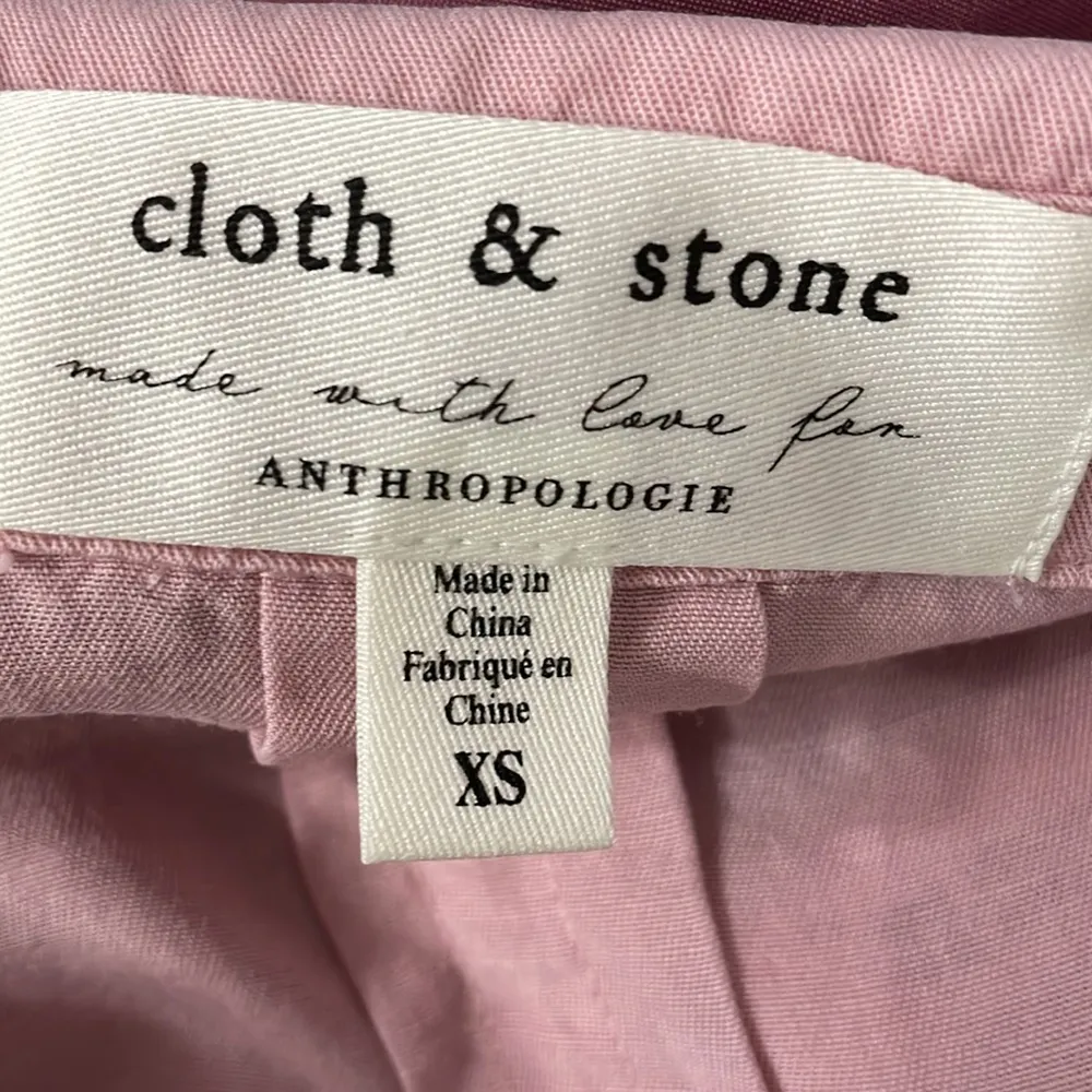 Cloth & Stone Anthropologie Pink Ruffled Chambray Button Down Shirt - Image 6