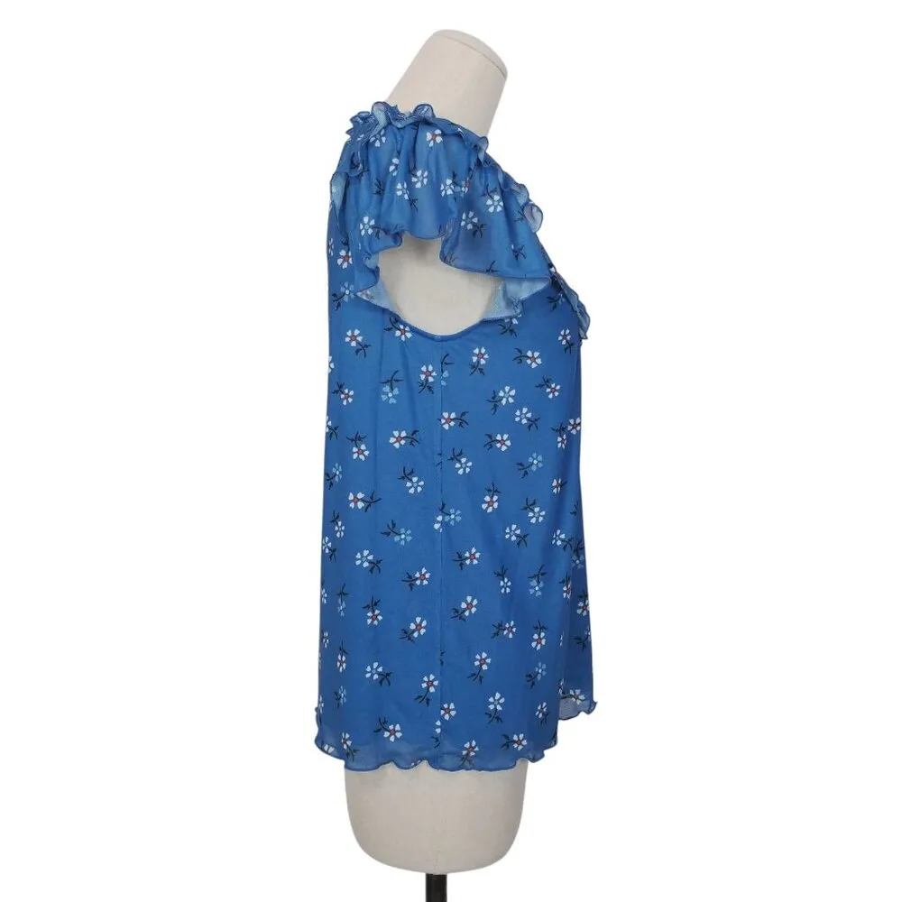 NWT Draper James Raelynn Top Blue Aster Flutter Sleeve Blouse Sz Small - Image 5