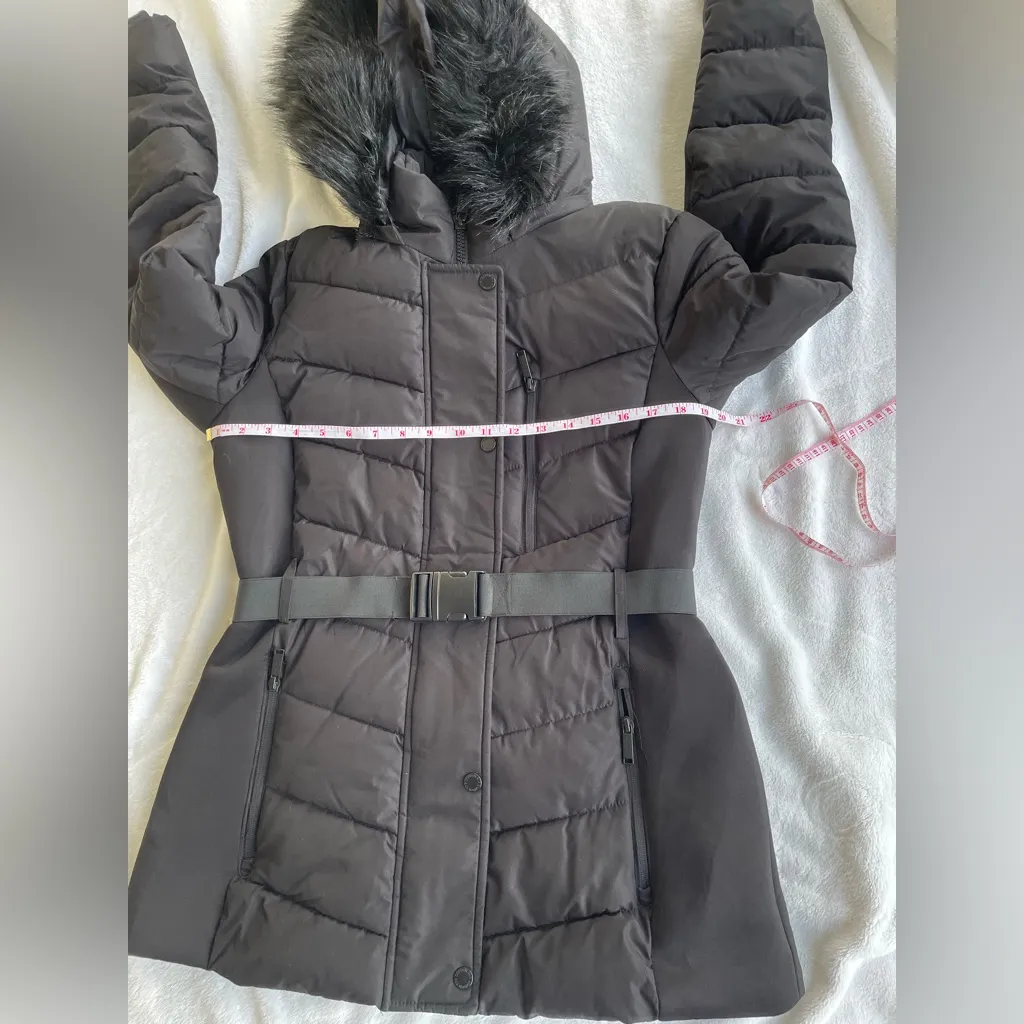 London Fog Black Puffer Jacket with Faux Fur Hood - Image 8