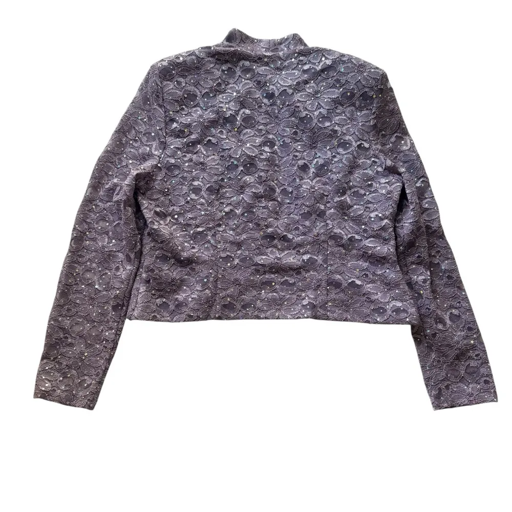 R & M Richards Lace Floral Jacket Purple Size 10 NWOT Mesh Sequins Formal Lilac - Image 10