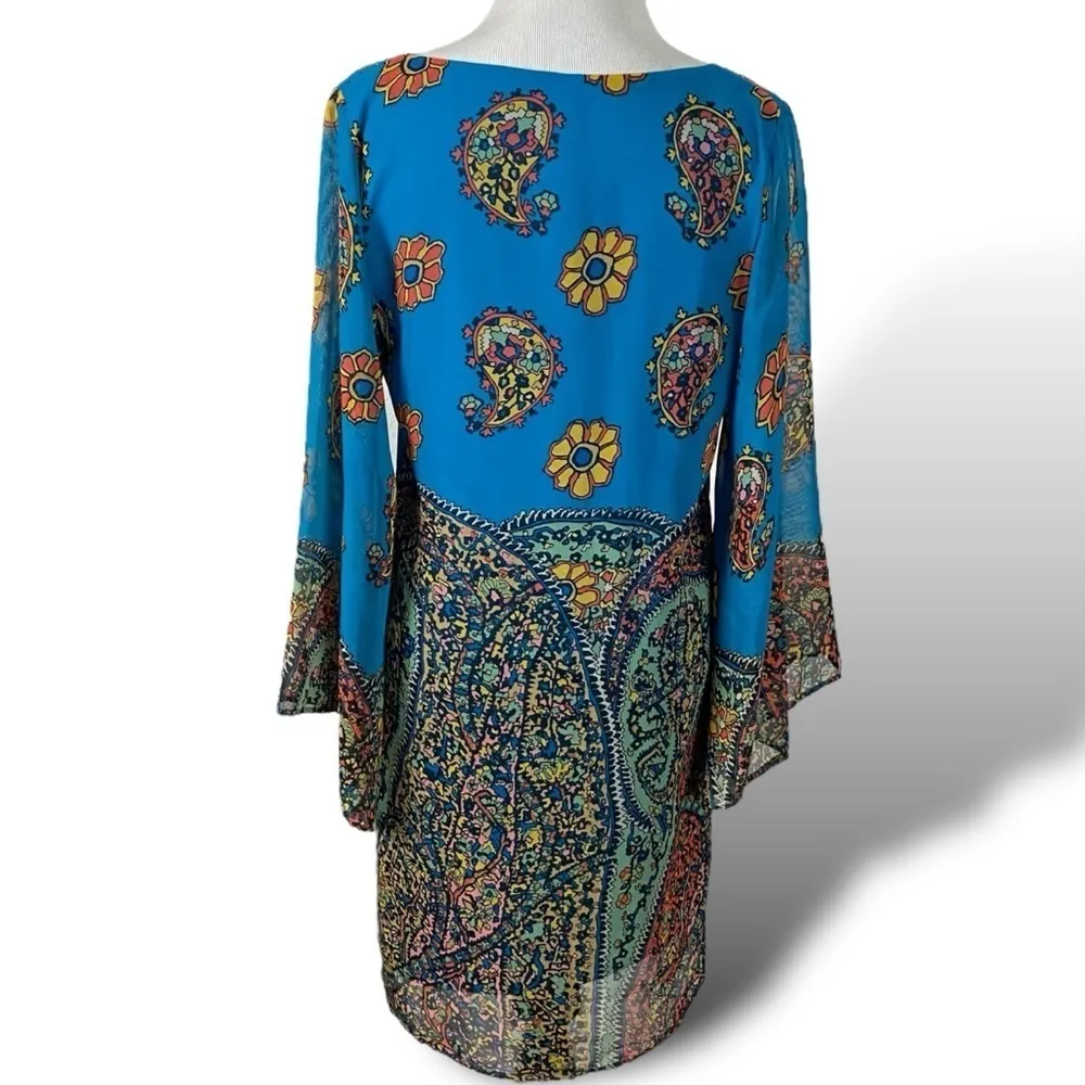 Vintage 90s Anthropologie Uncle Frank Floral 60s 70s Style Kimono Shift Dress XS - Image 3