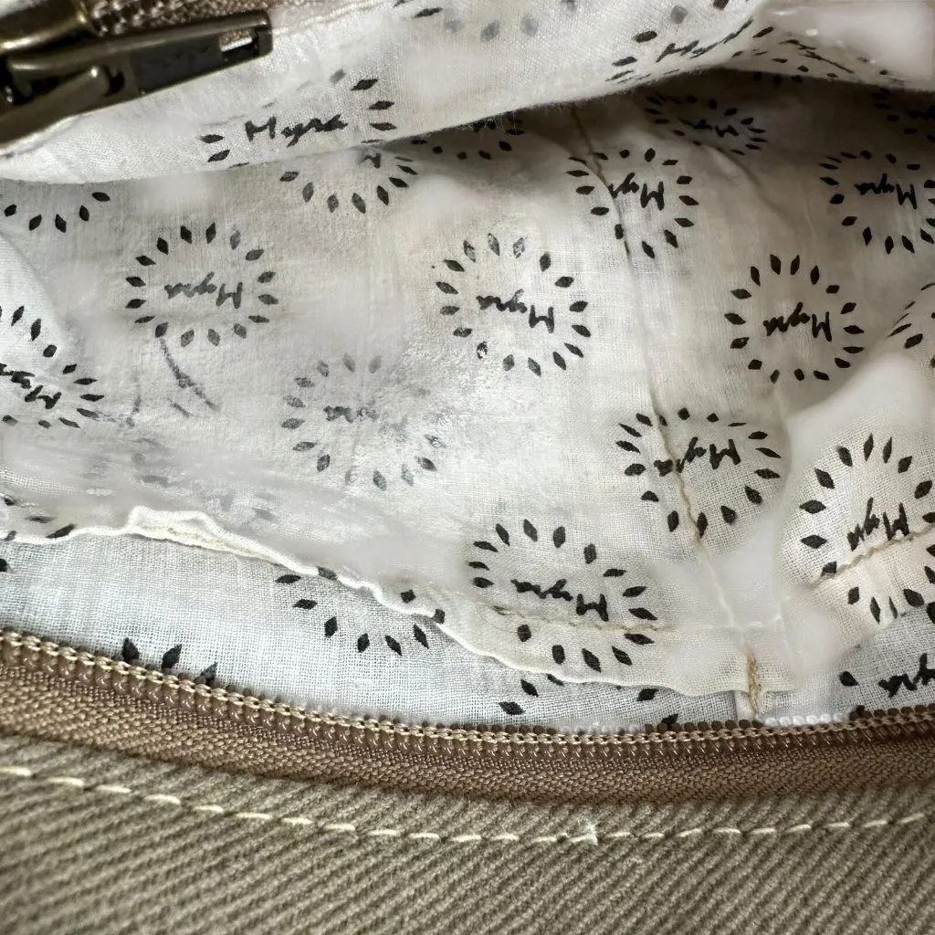 Myra Bag Sage Green Canvas and Brown Leather Messenger Tote Crossbody Bag - Image 9