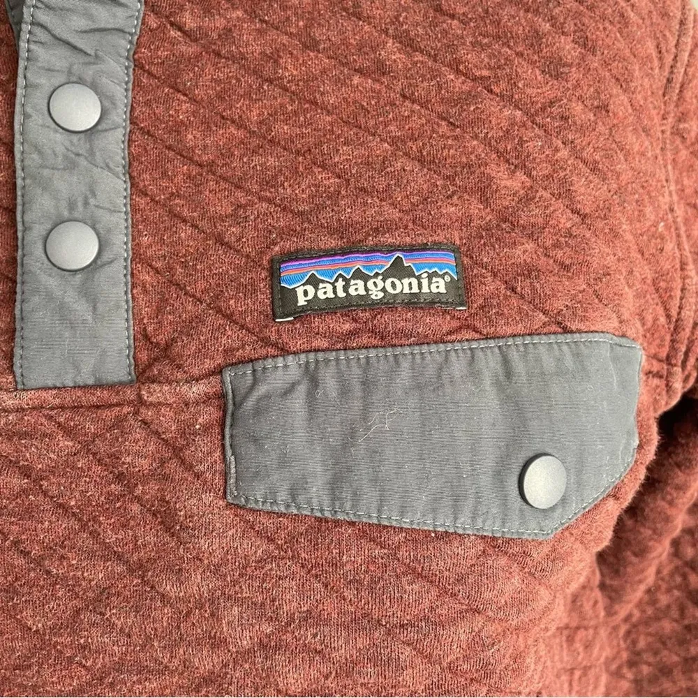 Patagonia Cotton Quilt Snap Pullover Small Red Maroon Sweatshirt Organic - Image 6