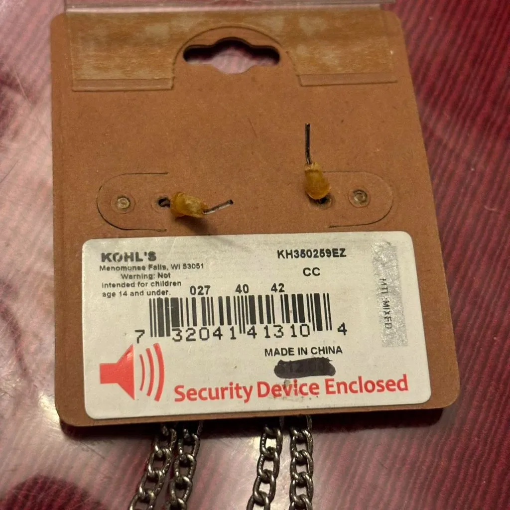 NWT Sonoma Dangly Copper Medallion Chain Hoop Earrings Silver - Image 3