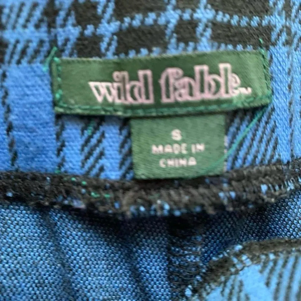 Wild Fable Black and Blue Plaid Gingham High Waisted Cropped Flare Pants size S - Image 6