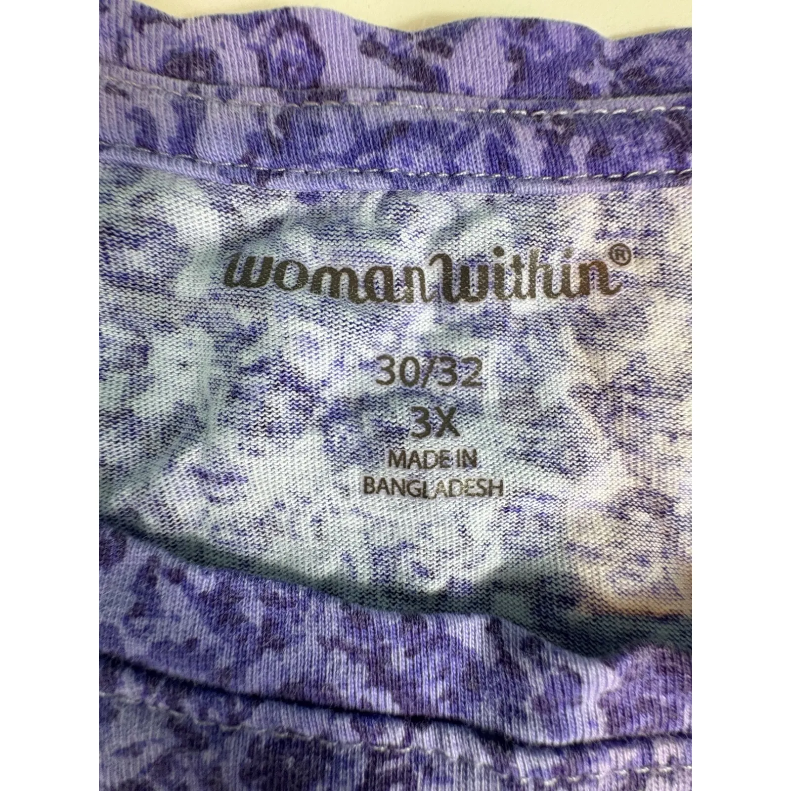 Woman Within 3X Purple Floral Print‎ Short Sleeve T-Shirt Plus Size Top - Image 3