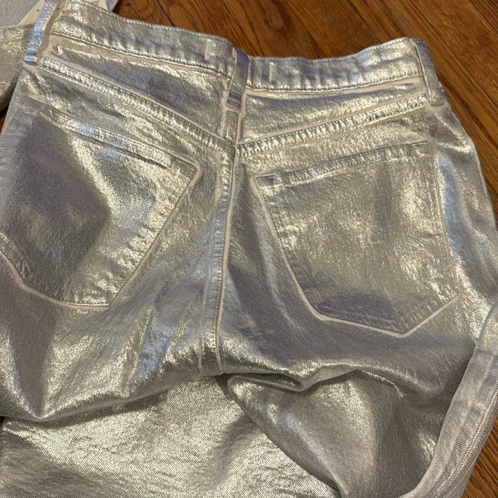 NWT Abercrombie & fitch 90s high rise relaxed fit Silver foil Jeans 4 /27 S - Image 7