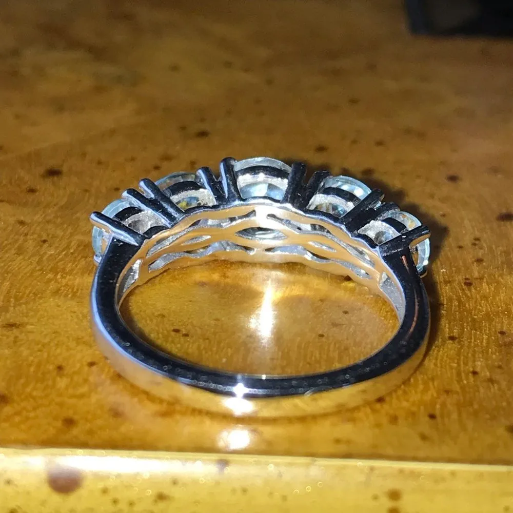 Natural Sky Blue Topaz Sterling Silver Ring Size 6 - Image 4