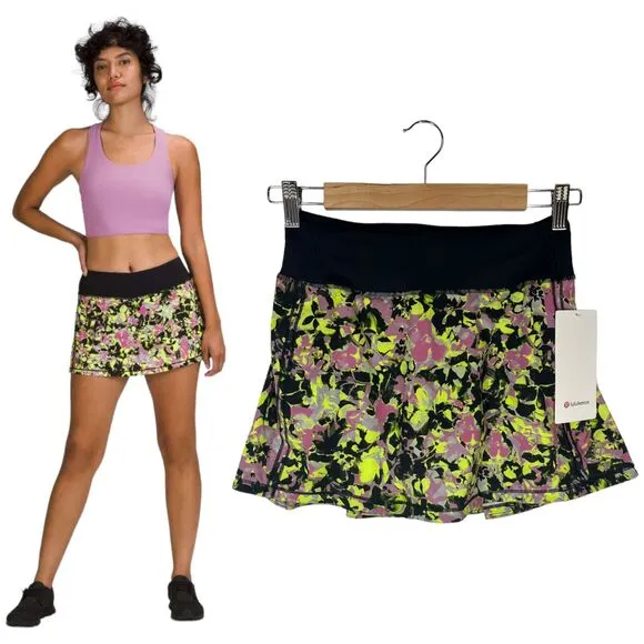 New Womens 2 Pace Rival Mid Rise Floral Skirt Shorts Lined Multi Black - Image 2