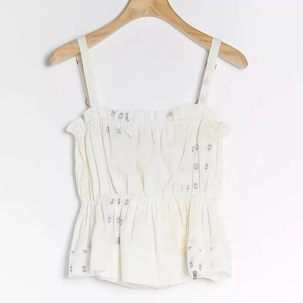 Anthropologie The Odells Madelyn Ruffled Cami Tank Top White (xsmall) stretchy - Image 5