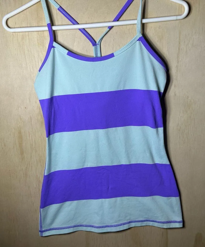 Women's Lululemon Power Y Tank *Luon Light Size 4 - Bold Stripe Power Purple - Image 3