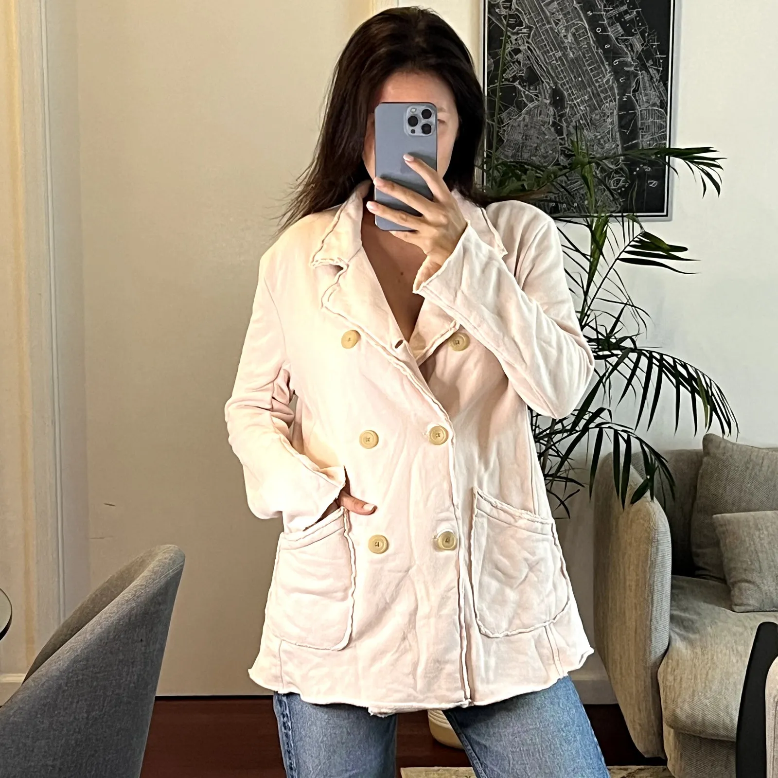 Frank & Eileen Belfast Petal peacoat ballet pink jacket size M small defect - Image 2