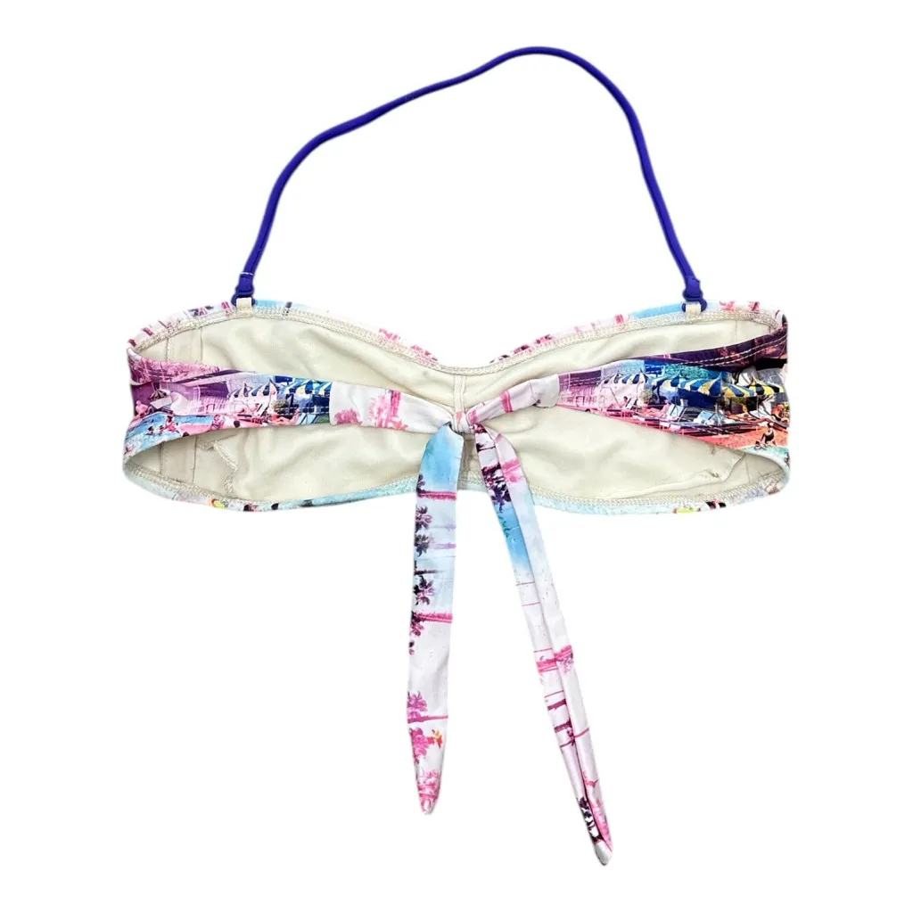 Arizona Jean Company Cream Bikini Top with colorful graphics Sz M - Image 2