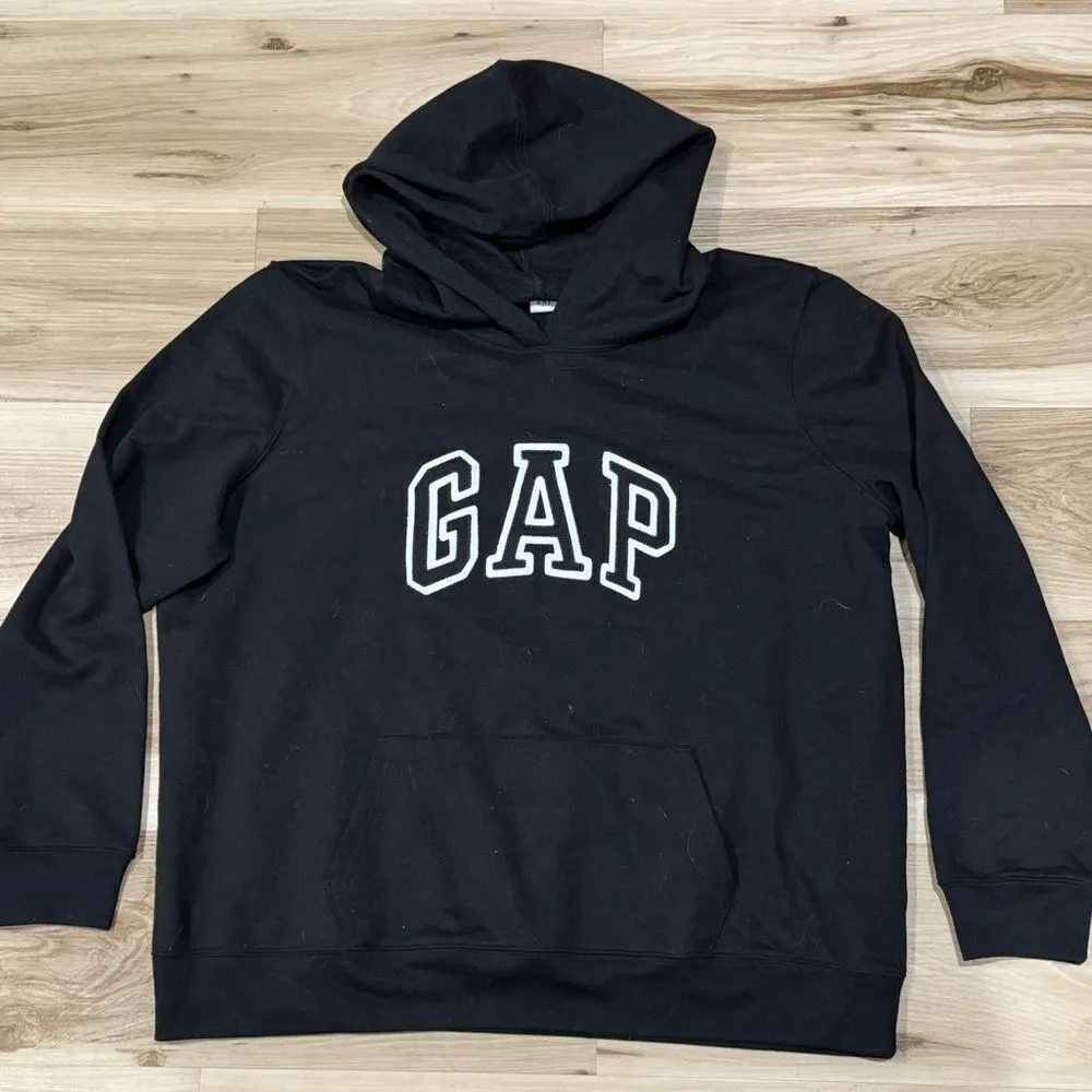 Gap Logo Black White Pullover Hoodie Women's 2XL - Image 2
