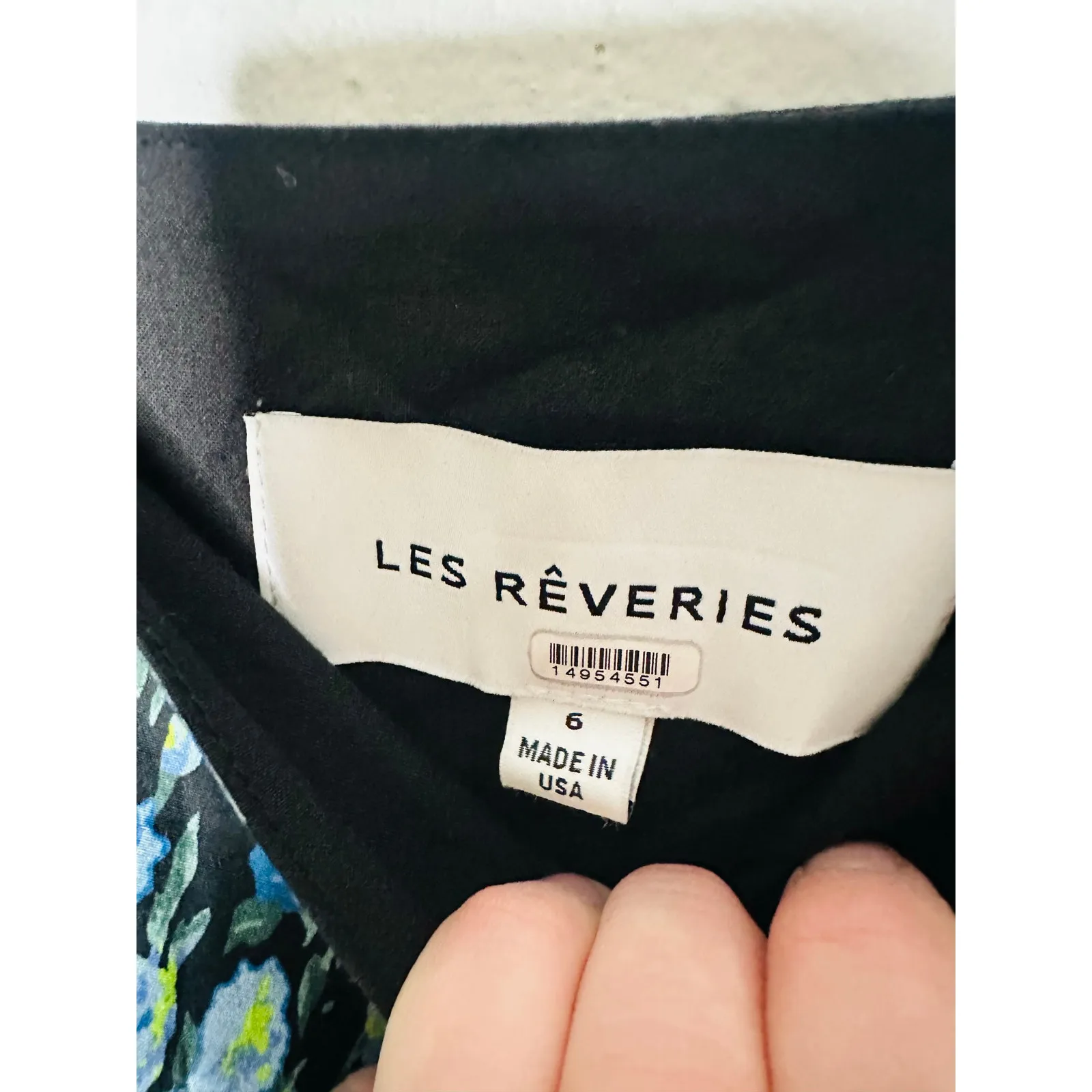 Les Rêveries Black Blue Floral Hourglass Square Neck Strap Midi Dress Size 6 - Image 11