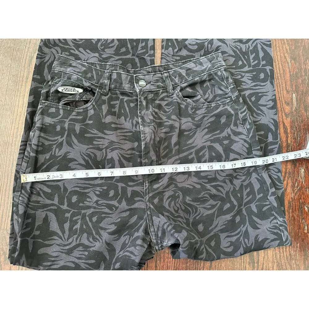 H&M X No Fear~ High Rise Relaxed Y2k 90s Graphic Print Cotton Jeans Size 8 - Image 9