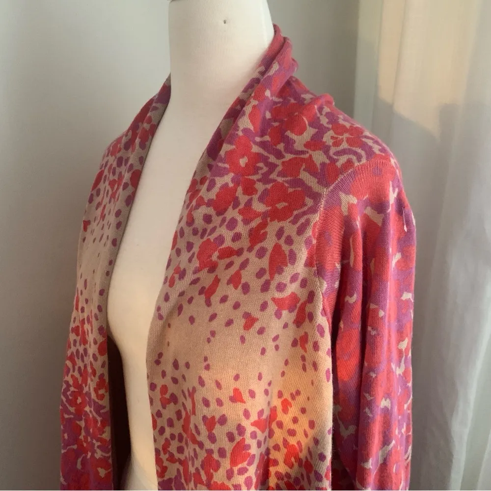 Jessica London Chic Red and Beige Patterned Shawl Cardigan Sweater Size 18-20 - Image 7