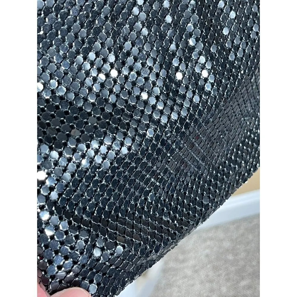 VTG Whiting and Davis Purse Bag Black Mesh Zip Closure Crossbody - Image 3