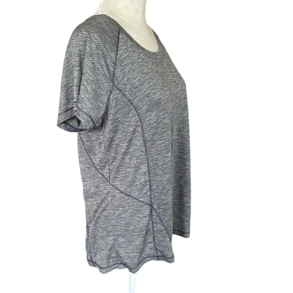 women's XL gray heather stretchy pullover short sleeve crew neck t-shirt - Image 2