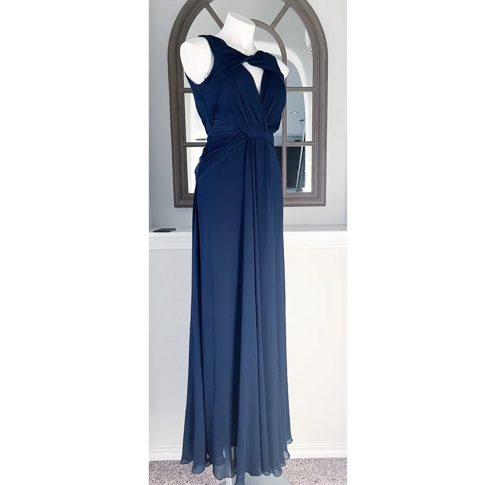 Badgley Mischka Navy Petunia Gown, Maxi Size 2 EXCELLENT Condition! Retail $795 - Image 6
