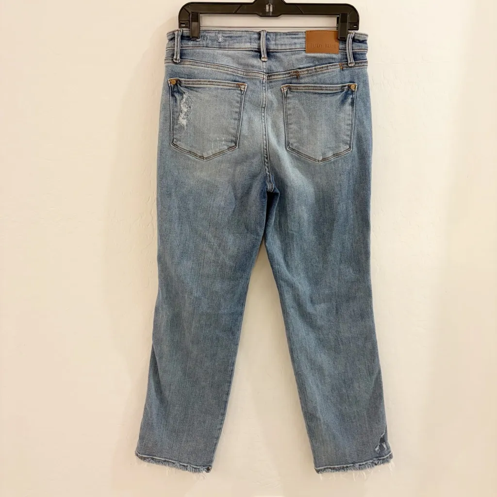 Judy Blue Dad Jean Straight Leg Distressed High Rise Jeans Size 11/30 - Image 7