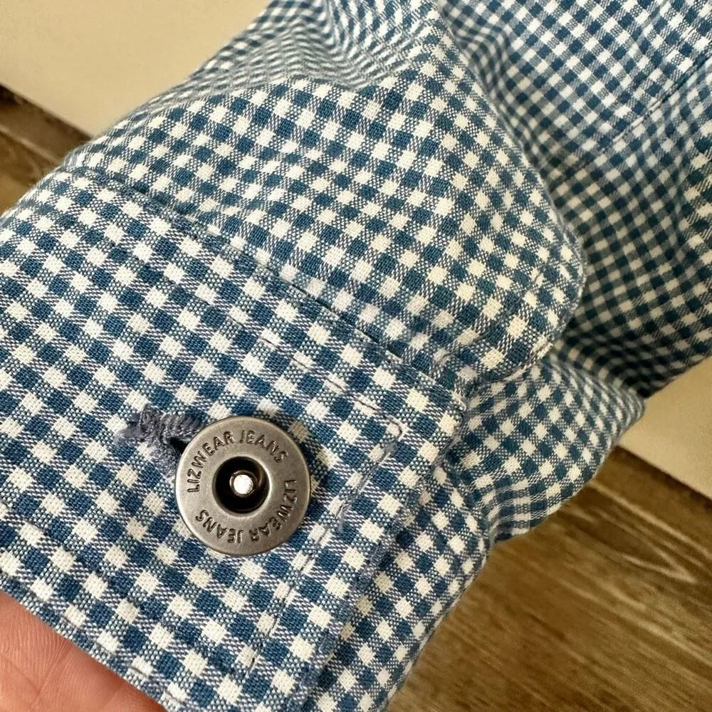 Liz Claiborne blue and white cropped plaid jacket - Image 5